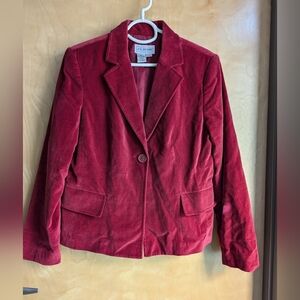 Ruby Red Vintage 100% Cotton Velvet Blazer - 10